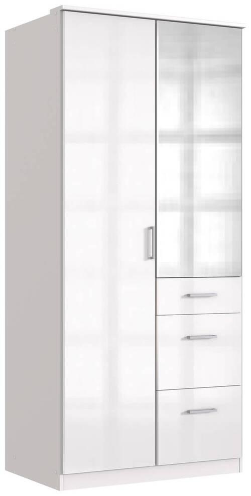 Drehtürenschrank Mit Spiegel + Laden B: 91 Cm Clack, Weiß