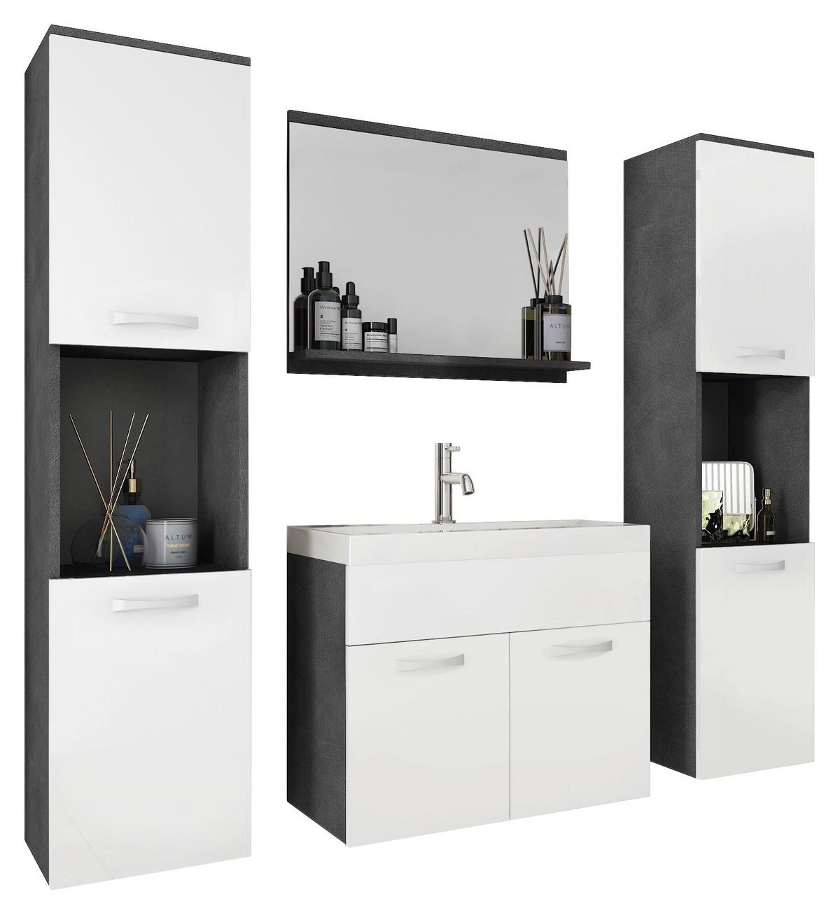 Kúpeľna antracit/biela VL - biela/biela s vysokým leskom, Lifestyle, kov/kompozitné drevo (120cm) - P & B