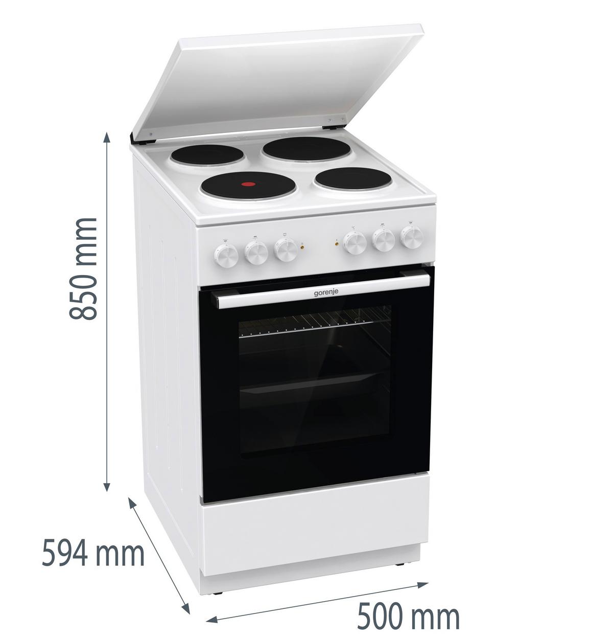 Herd Ge5a23wh - Weiß, Basics, Glas/Metall (50/85/59,4cm) - Gorenje