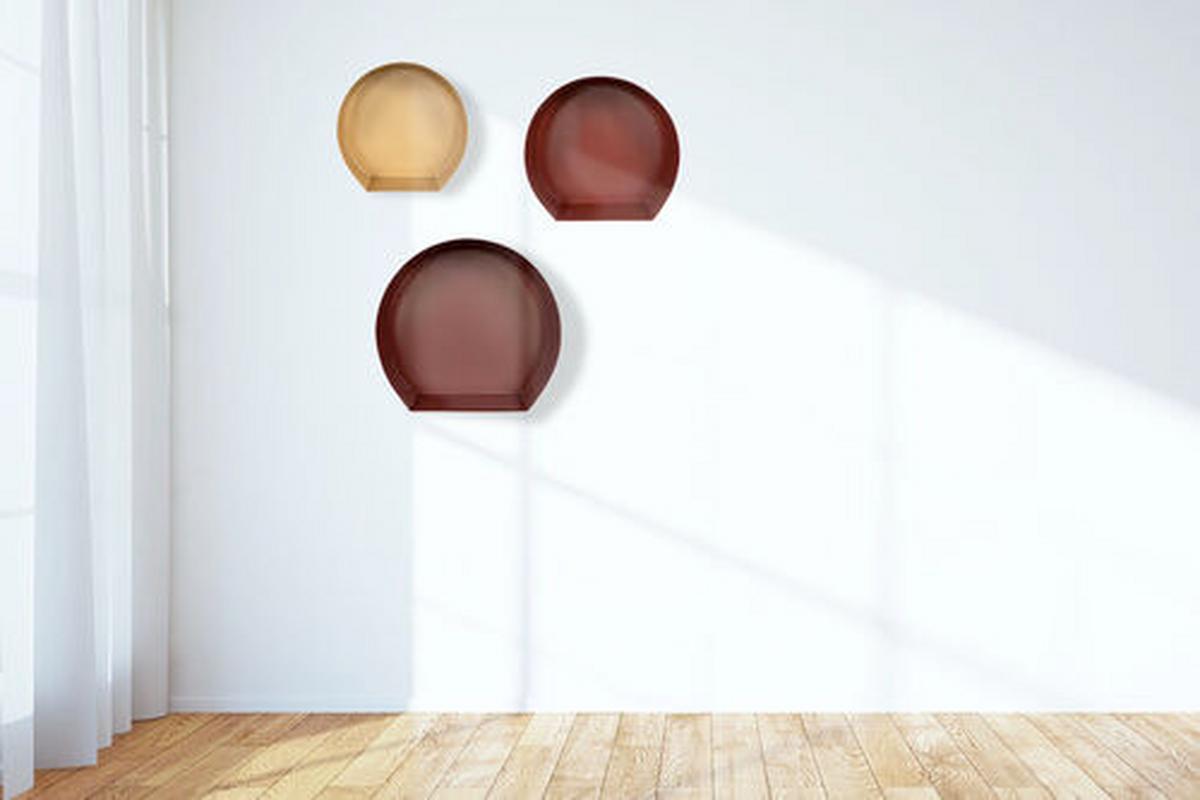 Wandregal-set Triple 3-teilig B:27-39,5 Cm Rot/bordeaux/gold - Bordeaux/Goldfarben, MODERN, Metall (27-39,5/26-37,5/12cm) - Kayoom