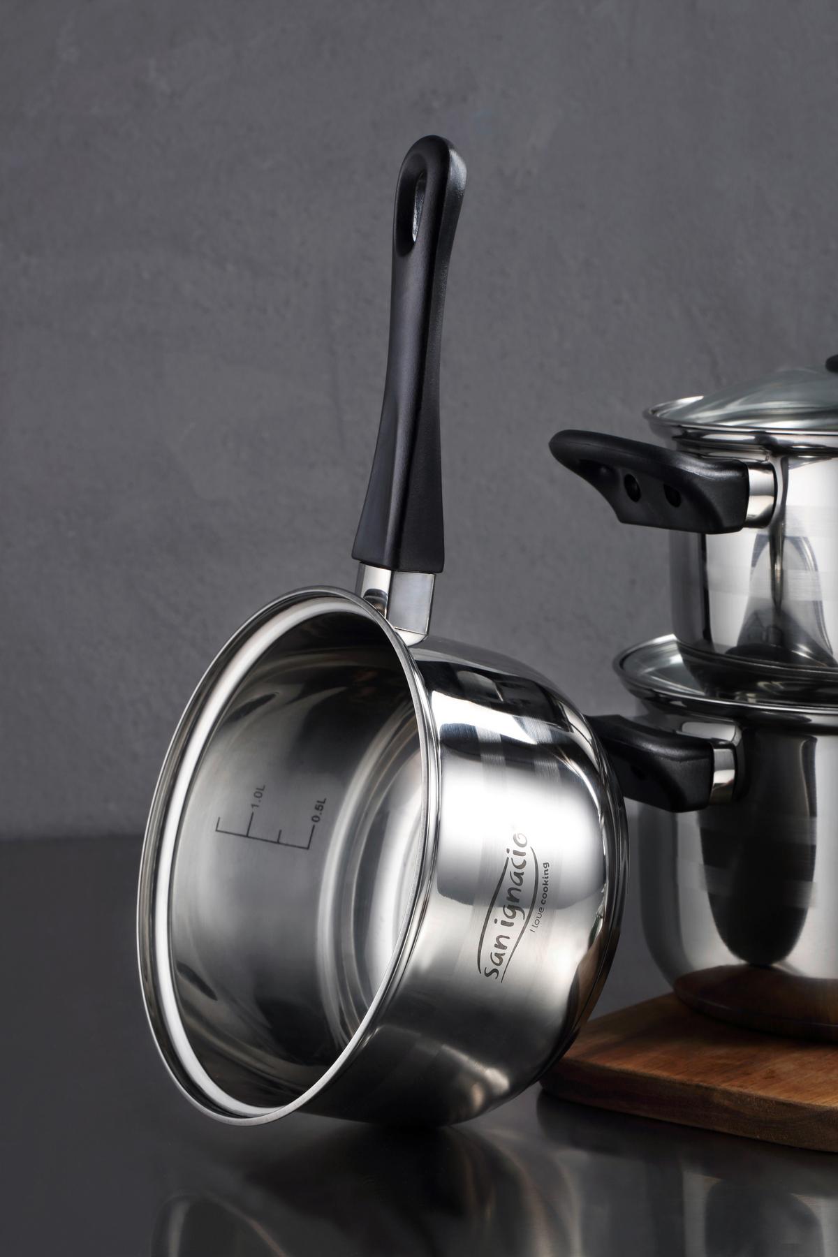 Sada hrnců Berta, 5-dílný set - čiré/barvy nerez oceli, Konvenční, kov/sklo - Based