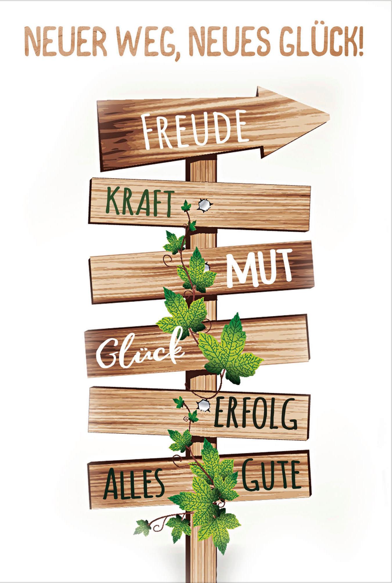 Billett Abschied Wegweiser - Multicolor, Basics, Papier/Kunststoff (12/18/2cm)