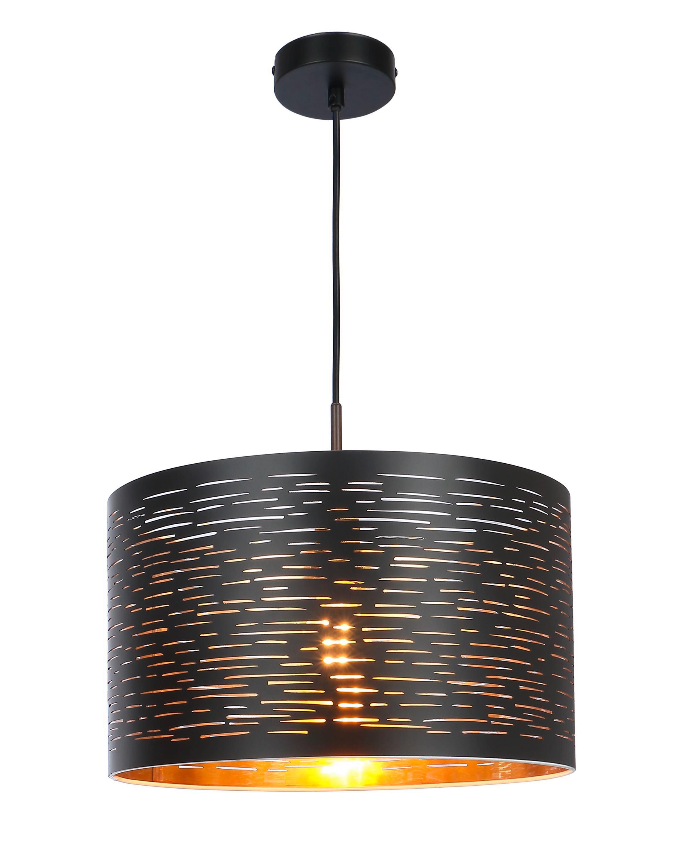 Hängeleuchte Tunno H: 120 Cm 1-Flammig, Schwarz/goldfarben - Goldfarben/Schwarz, Design, Kunststoff/Metall (38/120cm) - Globo
