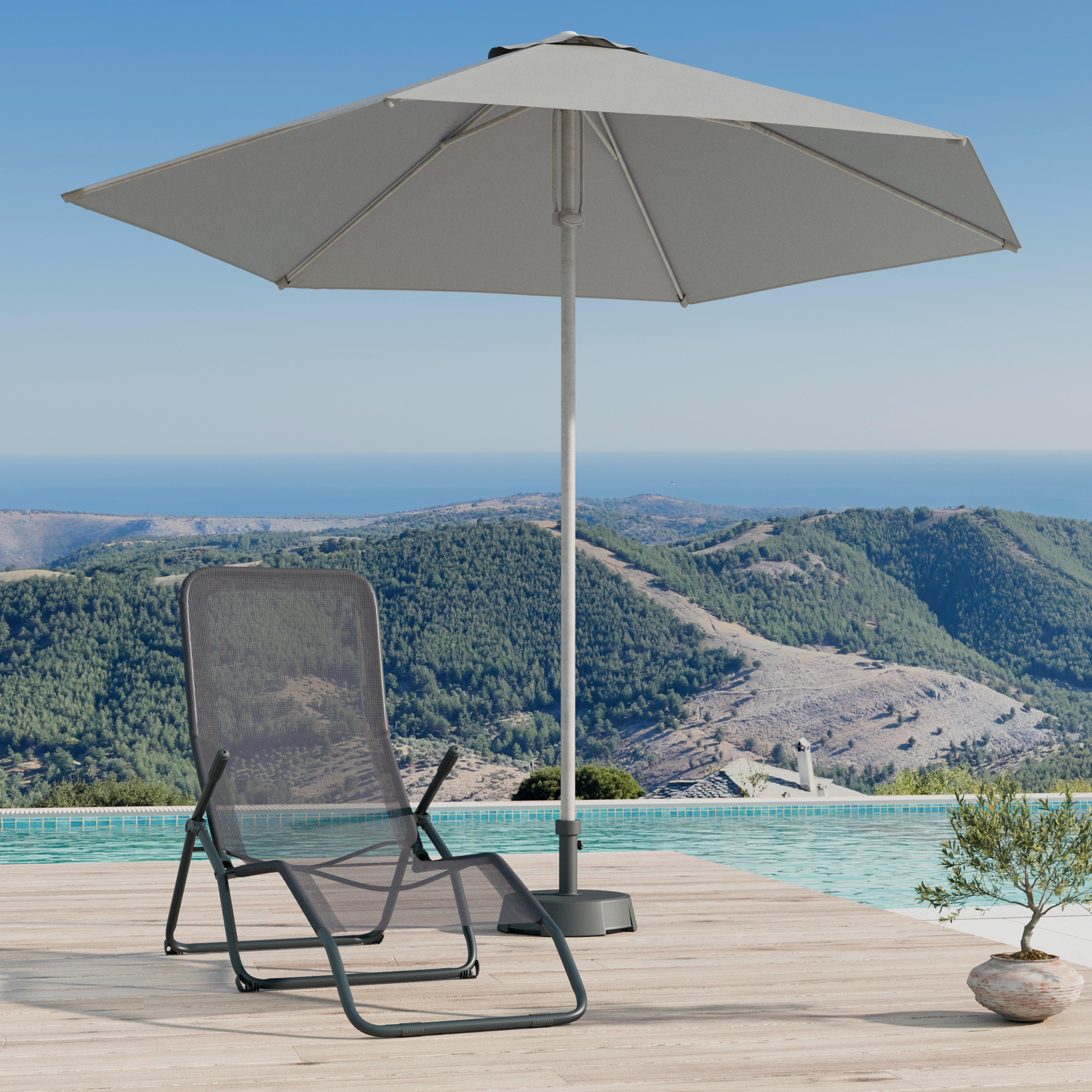 Sonnenschirm Sunny Dm: 259 Cm H: 239cm Grau - Hellgrau, MODERN, Textil/Metall (268/239cm) - Luca Bessoni