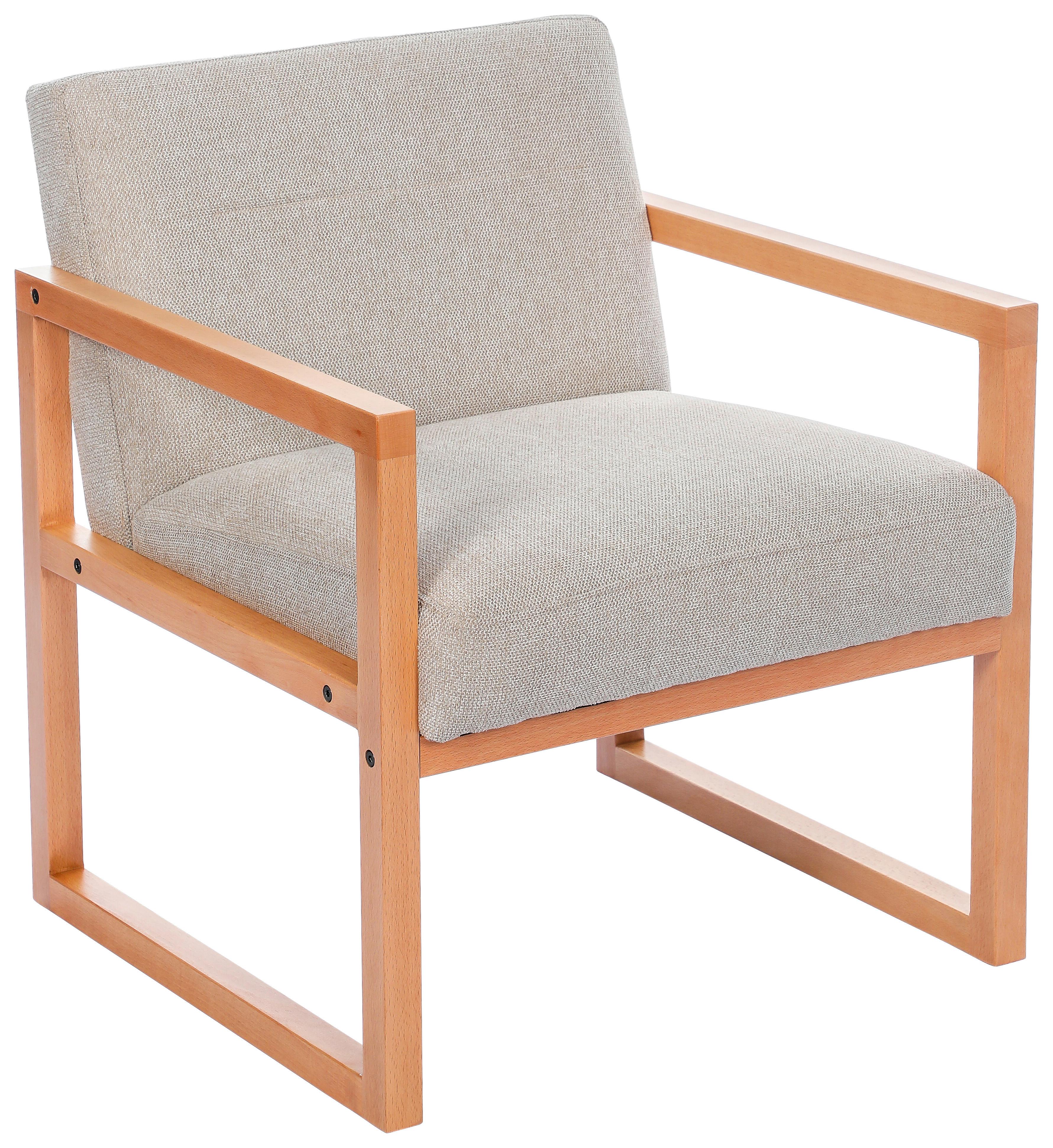 Kreslo MALMÖ, svetlosivá, bukový masív - prírodná farba/svetlosivá, Modern, drevo/textil (65/75/69cm) - Mömax