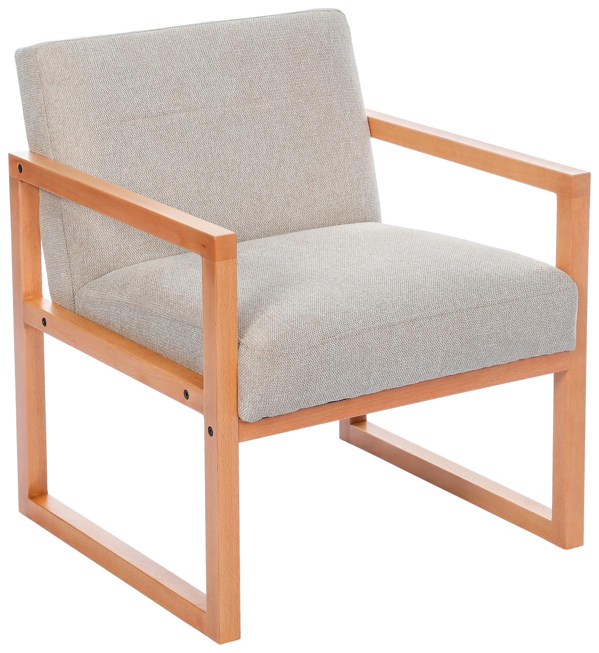 Kreslo MALMÖ, svetlosivá, bukový masív - prírodná farba/svetlosivá, Modern, drevo/textil (65/75/69cm) - Mömax