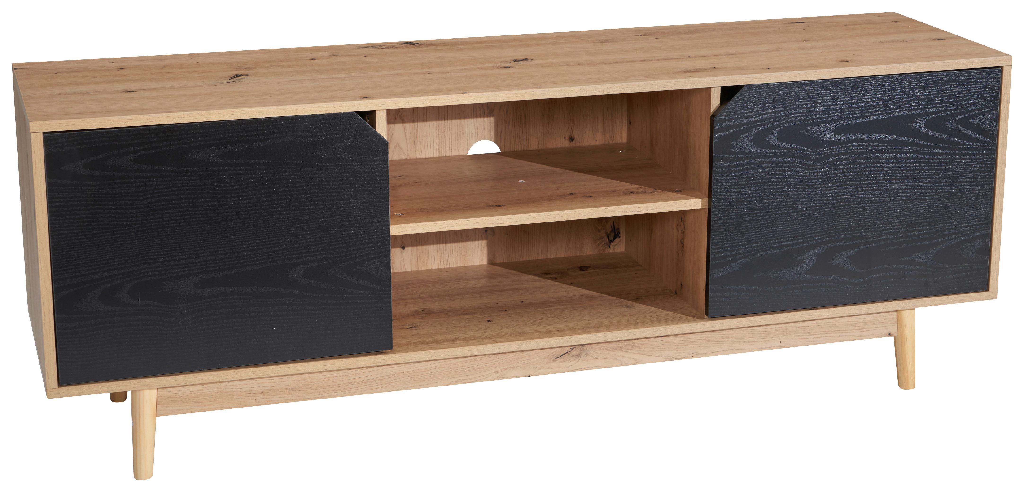 NÍZKA KOMODA WL6.817 - čierna/farba duba, Design, drevo/kompozitné drevo (150/55/40cm) - Livetastic