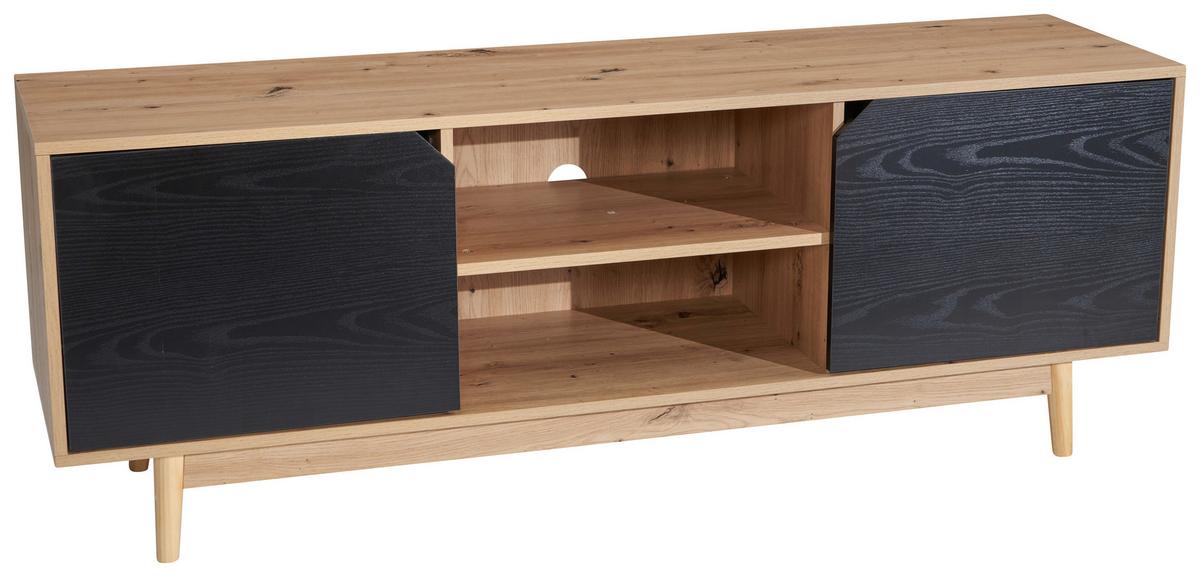 NÍZKA KOMODA EICHE - čierna/farba duba, Design, drevo/kompozitné drevo (150/55/40cm) - Livetastic