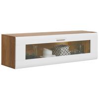 Hängevitrine Auris B: 150 Cm Weiß/eiche Dekor - Eichefarben/Weiß, MODERN, Glas/Holzwerkstoff (150/43/37,1cm) - Luca Bessoni