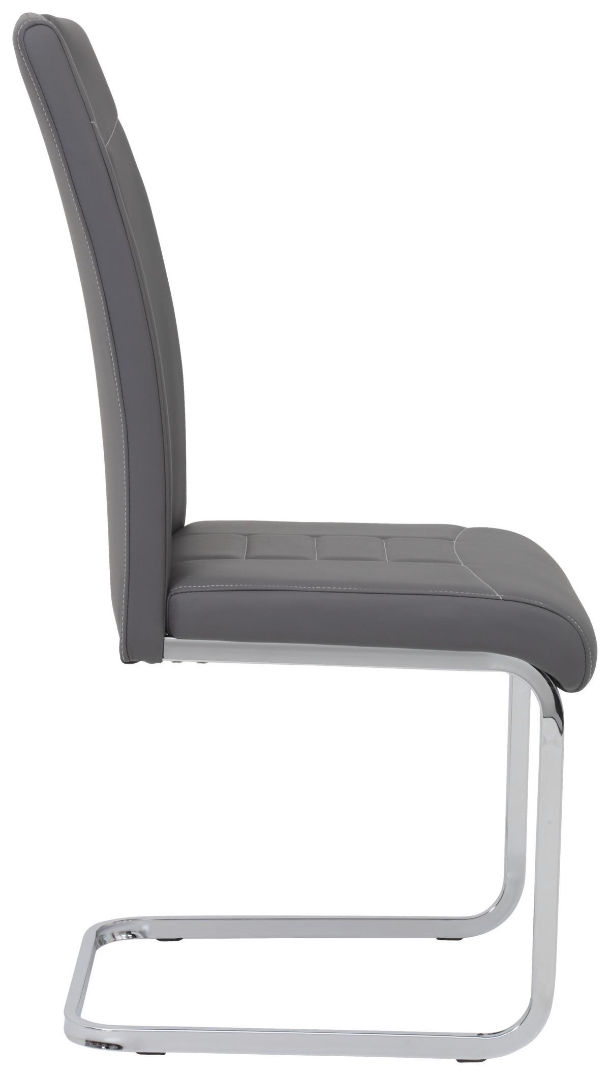 Schwingstuhl Ruby S Grau Gepolstert 4er-Set - Chromfarben/Weiß, MODERN, Textil/Metall (44/104/57,5cm) - MID.YOU