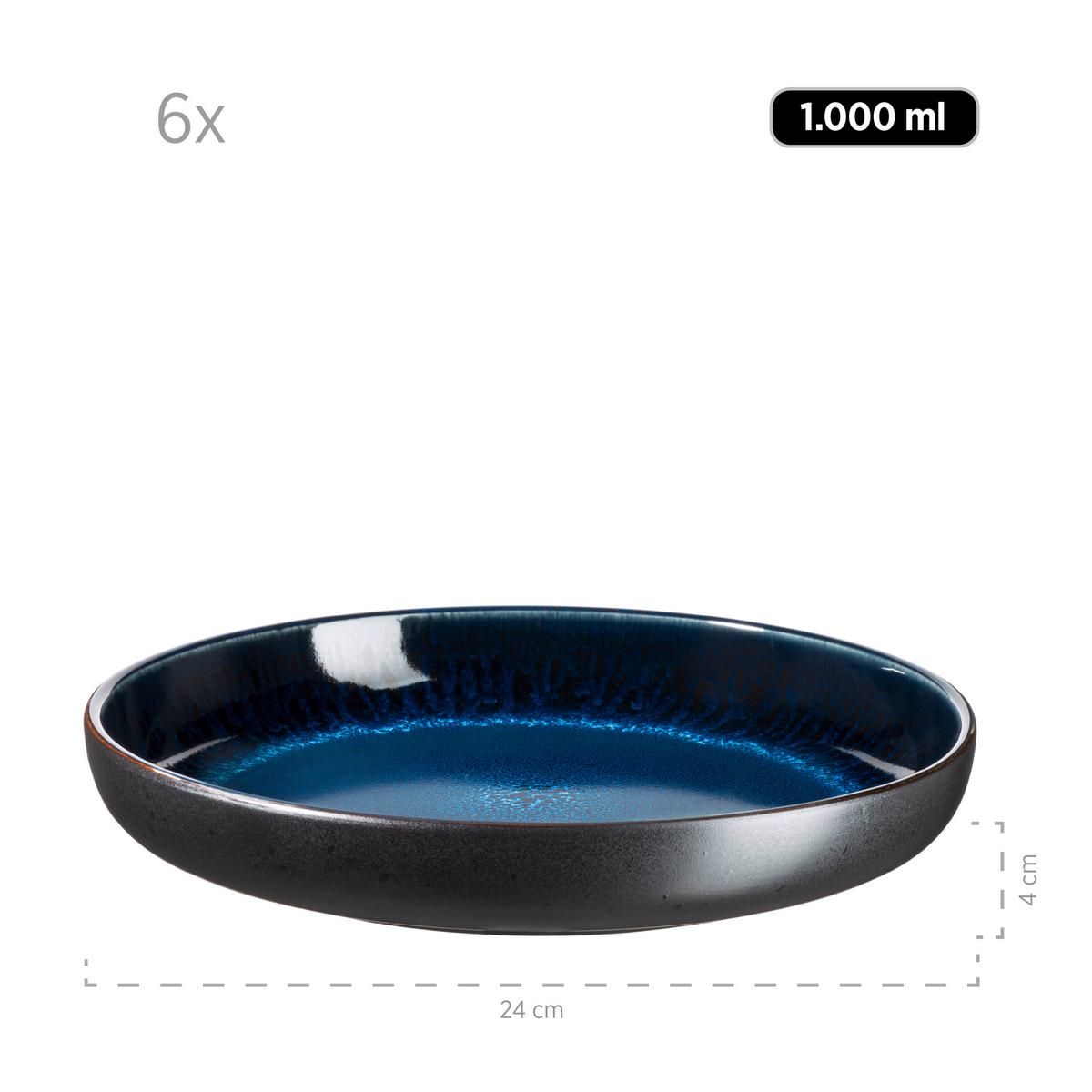 Tafelservice Niara 6 Personen Geschirr Set - Blau/Schwarz, Basics, Keramik - Mäser
