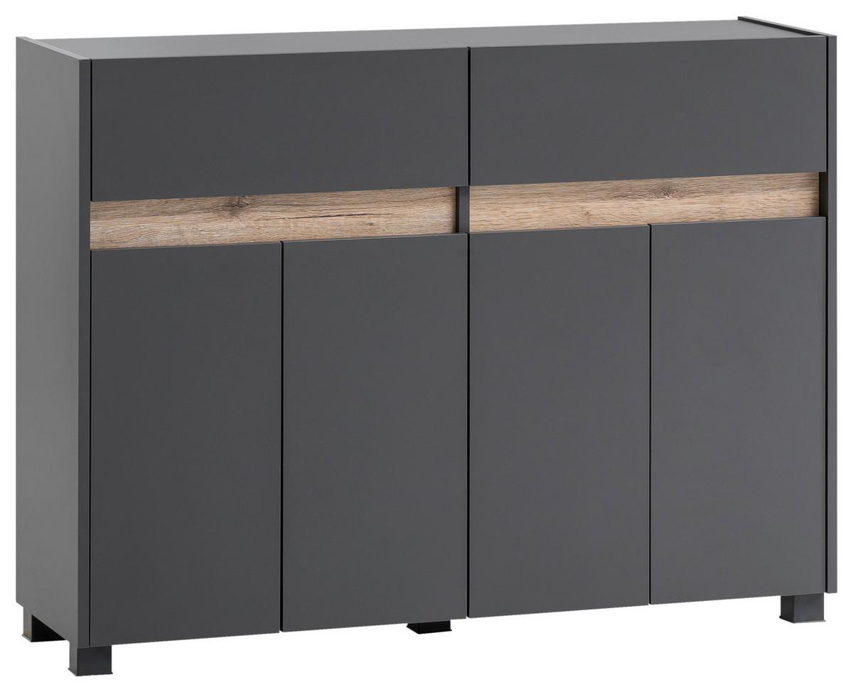 Kommode 112,2 cm Cosmo, Anthrazit - Anthrazit/Silberfarben, Design, Holzwerkstoff (112,2/84,4/33cm) - MID.YOU