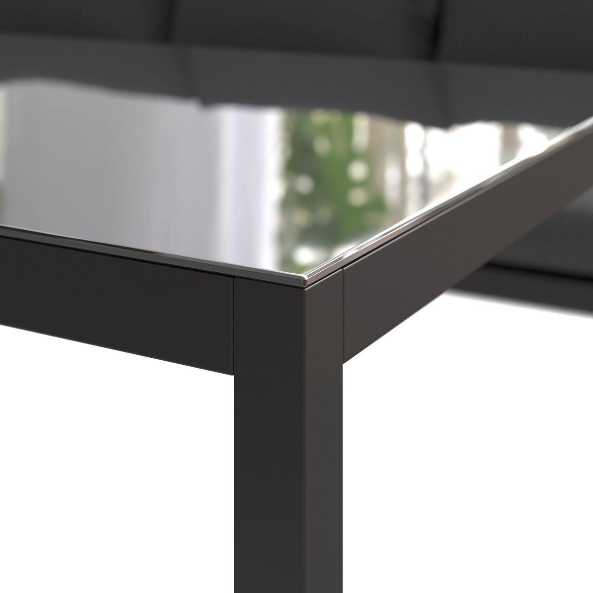 Loungegarnitur Kaunas - Dunkelgrau/Anthrazit, MODERN, Glas/Textil (183/241cm) - Beldano