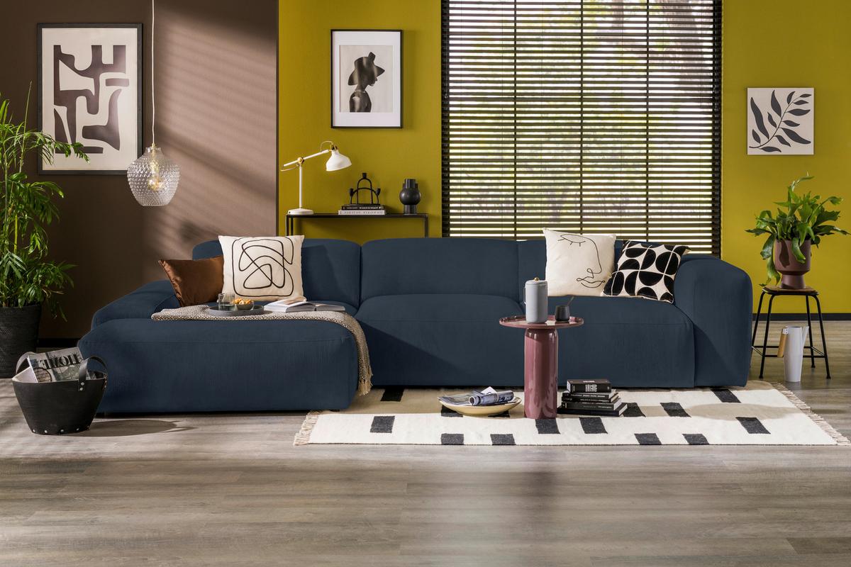 Ecksofa Hannah Blau 170x343 cm - Blau/Schwarz, Design, Textil (170/343cm) - MID.YOU