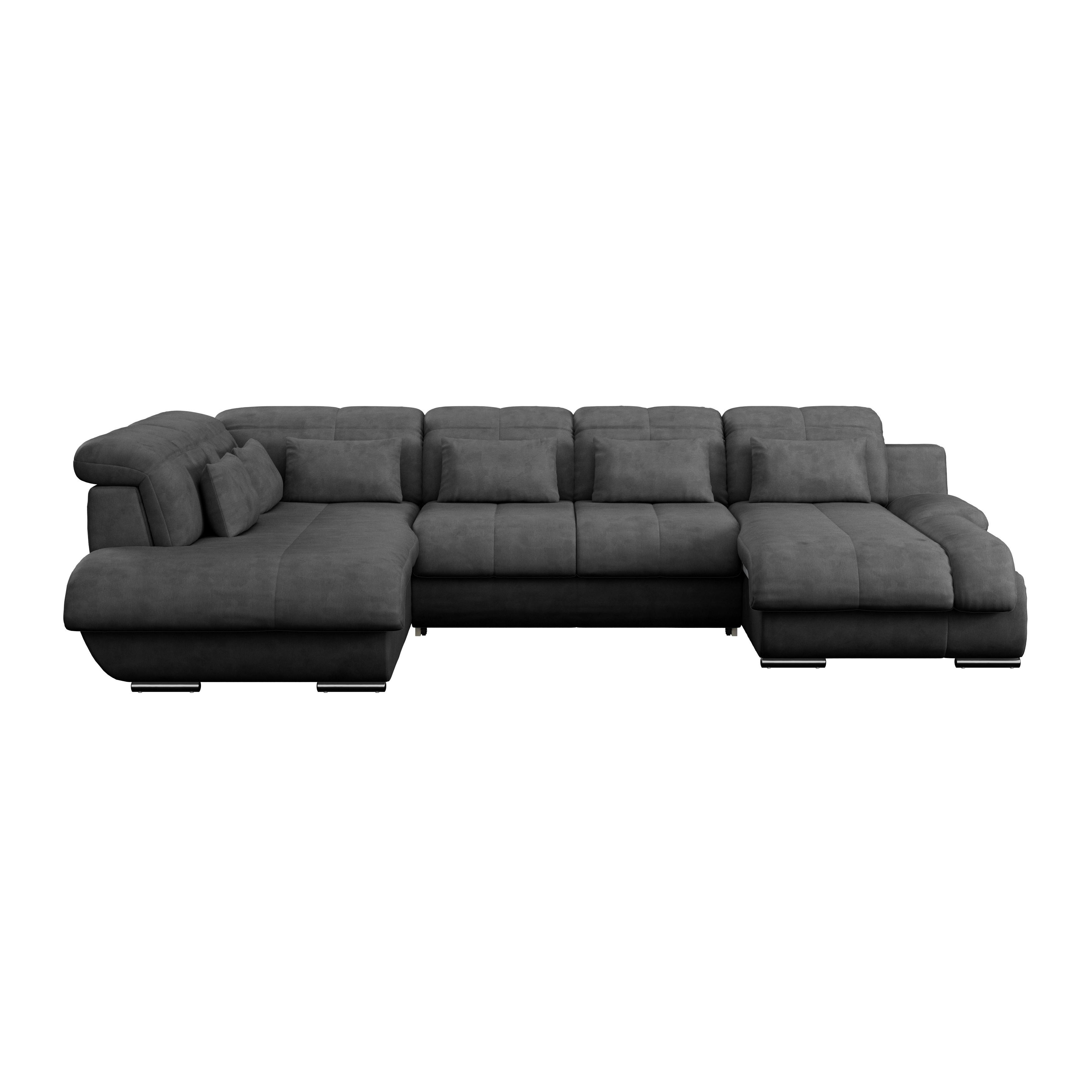 Sedacia súprava MULTI tvar U, antracitová - antracitová/chrómová, Modern, kov/textil (228/345/184cm) - Luca Bessoni