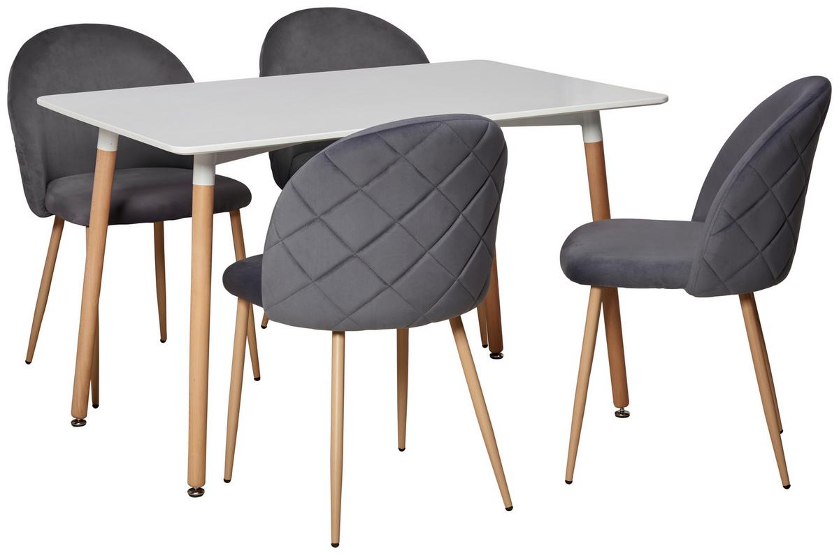 Tischgruppe Ilana - Buchefarben/Weiß, LIFESTYLE, Holz/Holzwerkstoff (120/51/75/83/80/57cm) - Livetastic