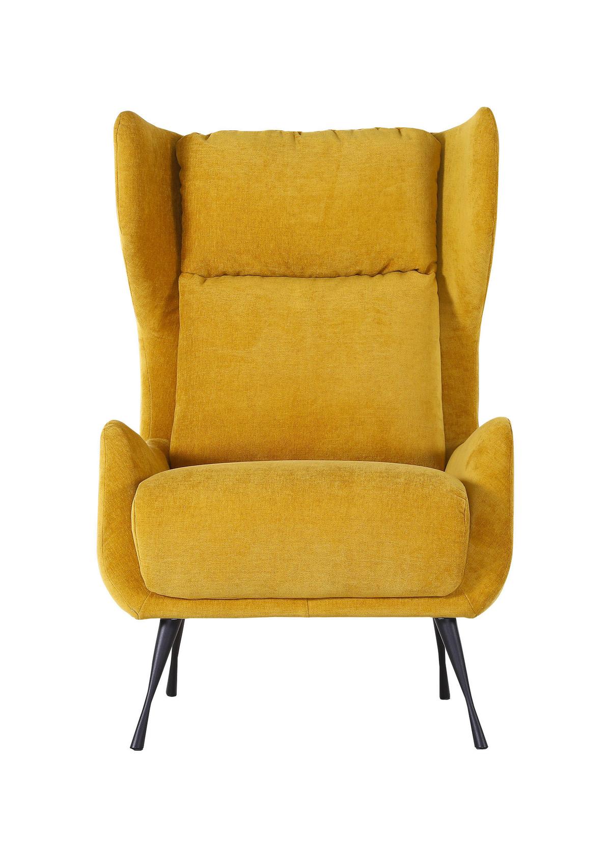 Ohrensessel Gelb B: 75 cm - Gelb/Schwarz, Trend, Textil (75/111/83cm) - Livetastic