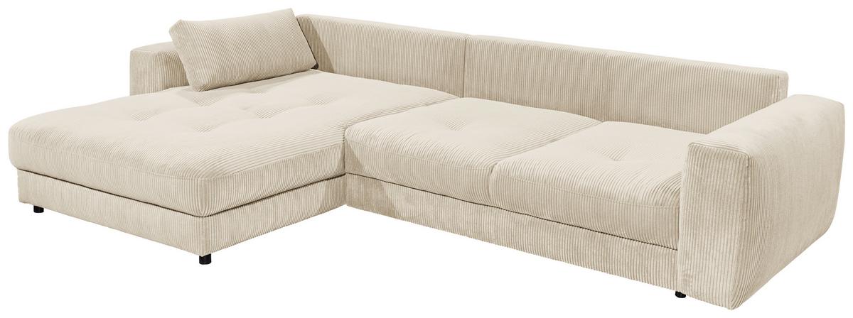 Ecksofa Barura 2s. Urc Creme S: 194/333 Cm - Creme/Schwarz, KONVENTIONELL, Holzwerkstoff/Textil (194/333cm) - MID.YOU