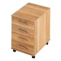 Kontejner AUREL - barvy dubu/barvy hliníku, Moderní, kompozitní dřevo/plast (42,6/61,5/56cm)