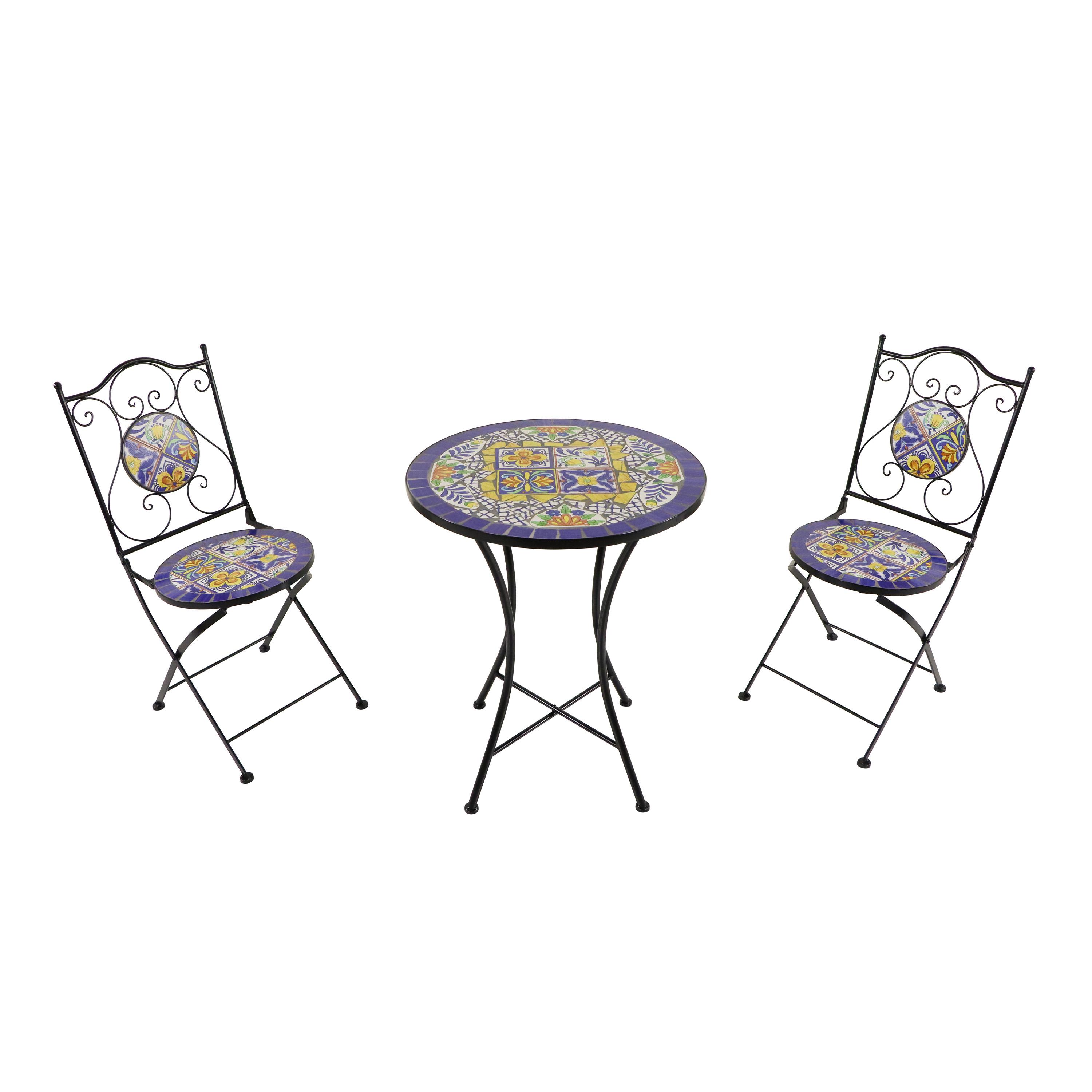 GARTENSET AMELIE MEDITERRAN - Blau/Gelb, Basics, Keramik/Metall (60/75cm) - Ambia Garden