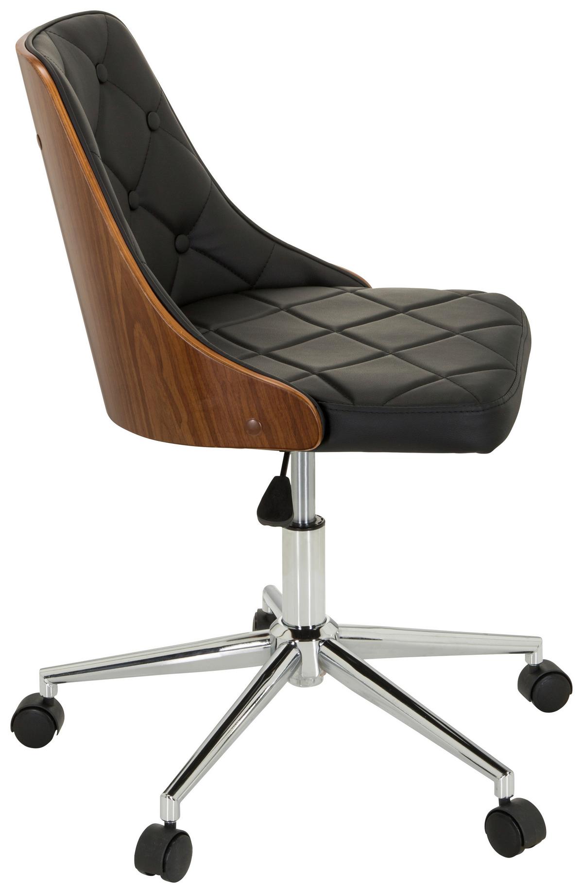 Drehstuhl Cenca Schwarz/Teakfarben - Schwarz/Teakfarben, MODERN, Holz/Kunststoff (68/83cm) - MID.YOU