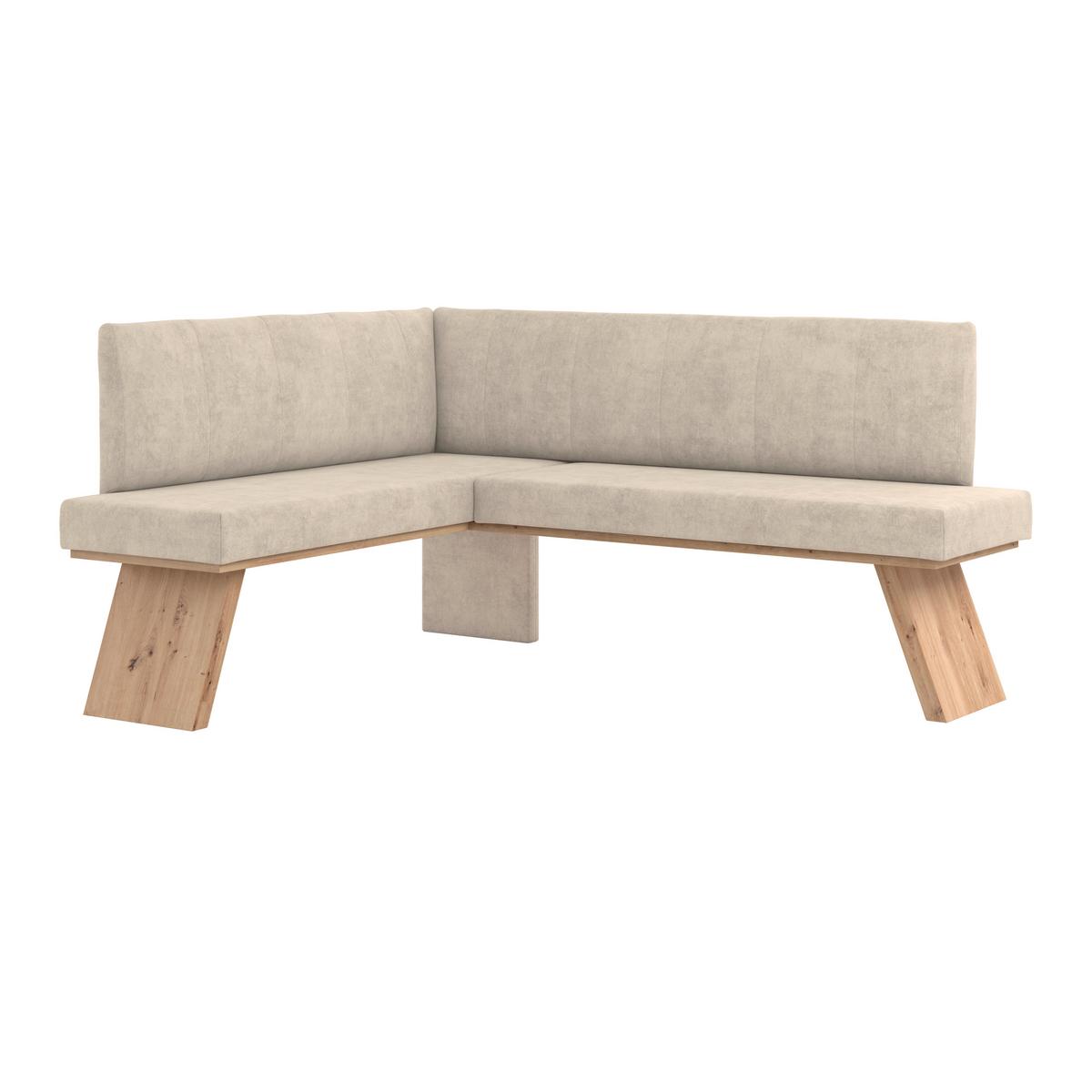 Eckbank Emma Ii Webstoff Beige, B: 150 Cm - Eichefarben/Beige, KONVENTIONELL, Holzwerkstoff/Textil (150/185cm)
