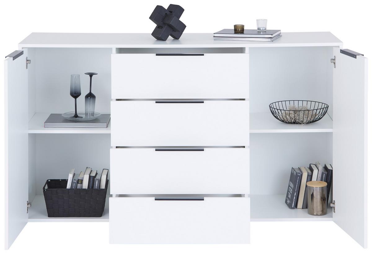 KOMODA ALAN 5 - bílá/černá, Moderní, kompozitní dřevo (161/93,4/50cm) - Luca Bessoni