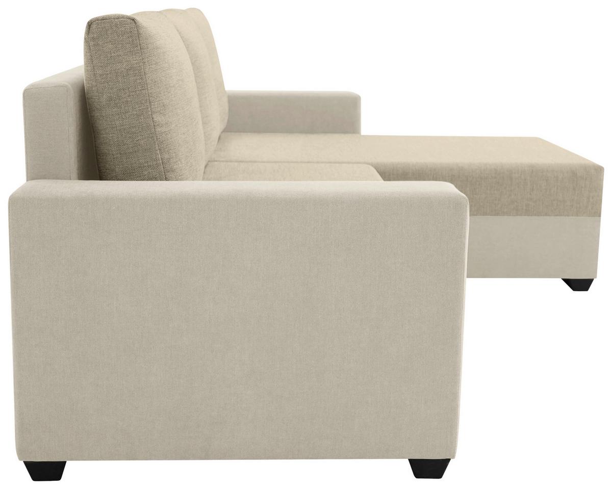 Ecksofa Asna, Beige S: 252x155 cm - Beige/Schwarz, Design, Textil (252/155cm) - Livetastic