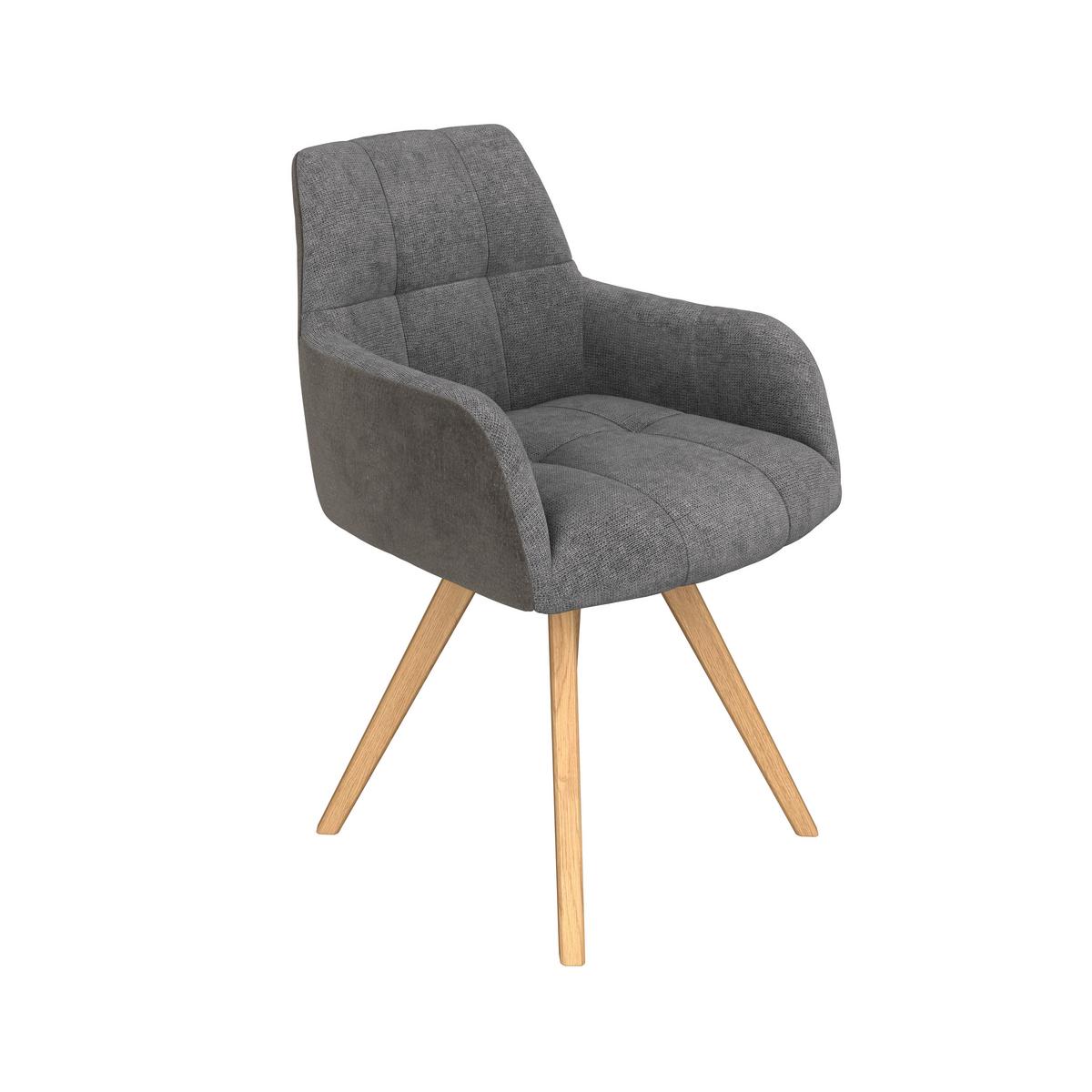Armlehnenstuhl Elke Grau gepolstert - Naturfarben/Grau, MODERN, Holz/Textil (61/88/66,5cm) - James Wood