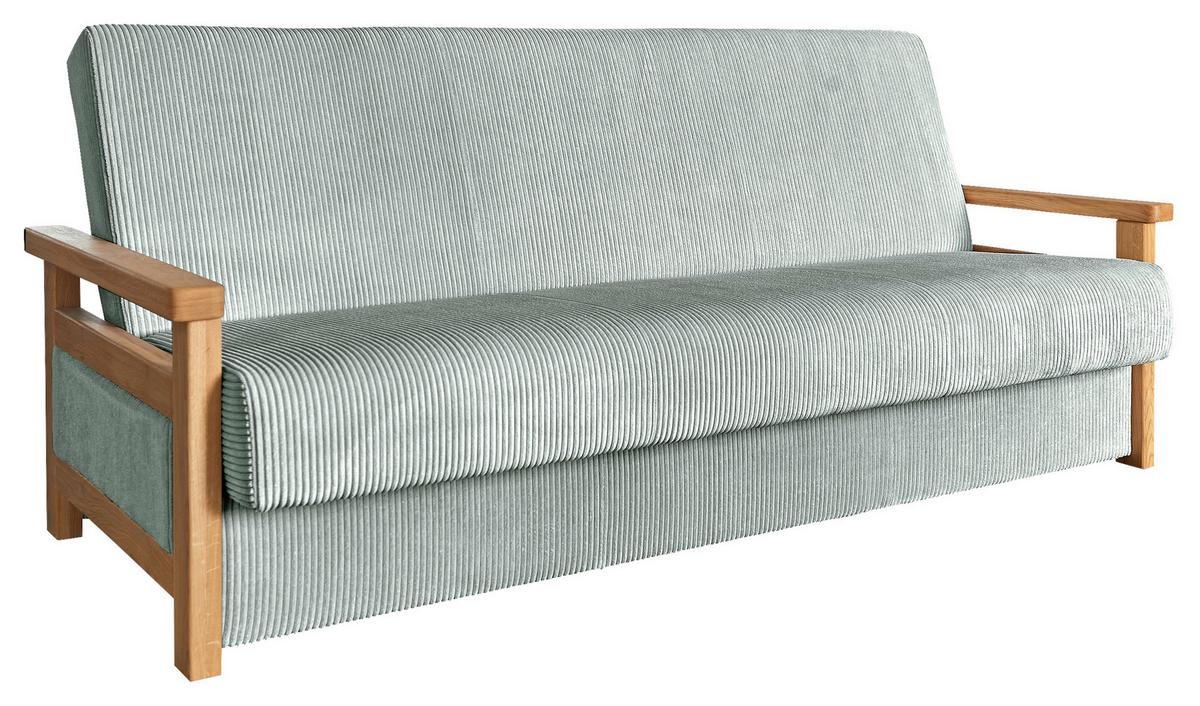 Schlafsofa Malaga Grau B: 220cm - Naturfarben/Grau, Design, Holz/Textil (220/90/90cm) - P & B