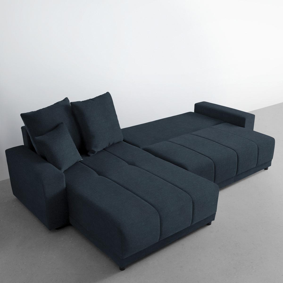 Rohová sedačka ALATRI, oboustr.,tmavě modrá,s polšt. - černá/zelená, Moderní, textil/plast (289/90/176cm) - Based