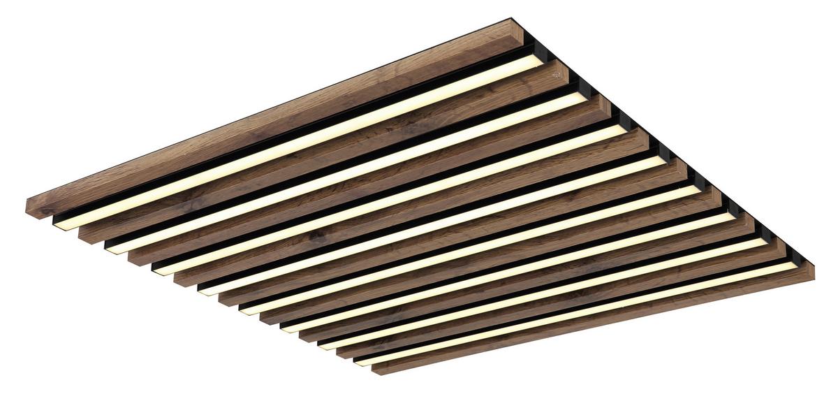 LED-DECKENLEUCHTE 67347D3CCT HAYDEN - Dunkelbraun/Schwarz, Natur, Holzwerkstoff/Kunststoff (60/60/6cm) - Globo