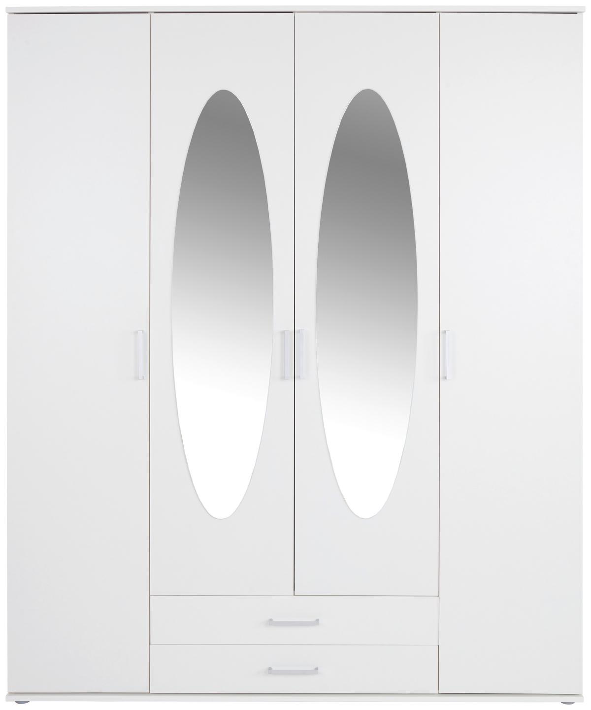 Drehtürenschrank Mit Spiegel 159 cm Paul, Weiß - Weiß, Basics, Glas/Holzwerkstoff (159/196/54cm)