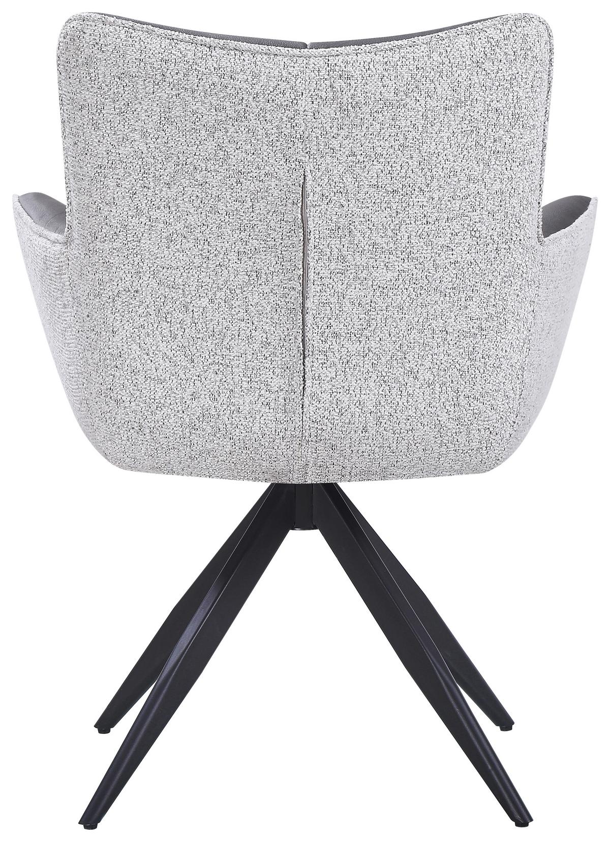 Armlehnstuhl Juno Hellgrau B: 65 cm - Hellgrau/Schwarz, MODERN, Textil/Metall (65/90/64cm) - Livetastic