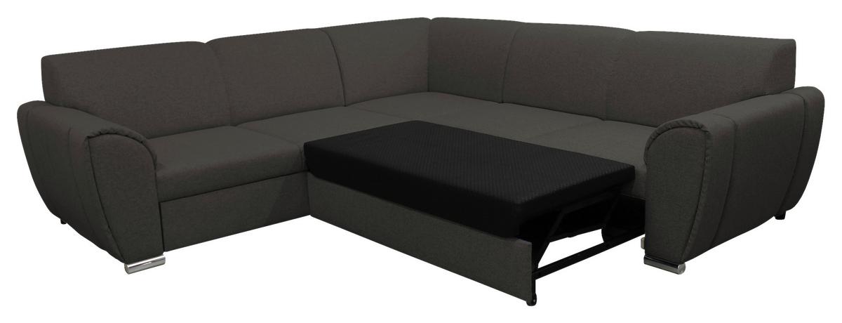 Ecksofa Mit Schlaffunktion Delux Anthrazit Rücken Echt - Anthrazit/Silberfarben, Design, Textil (266/266cm) - Livetastic