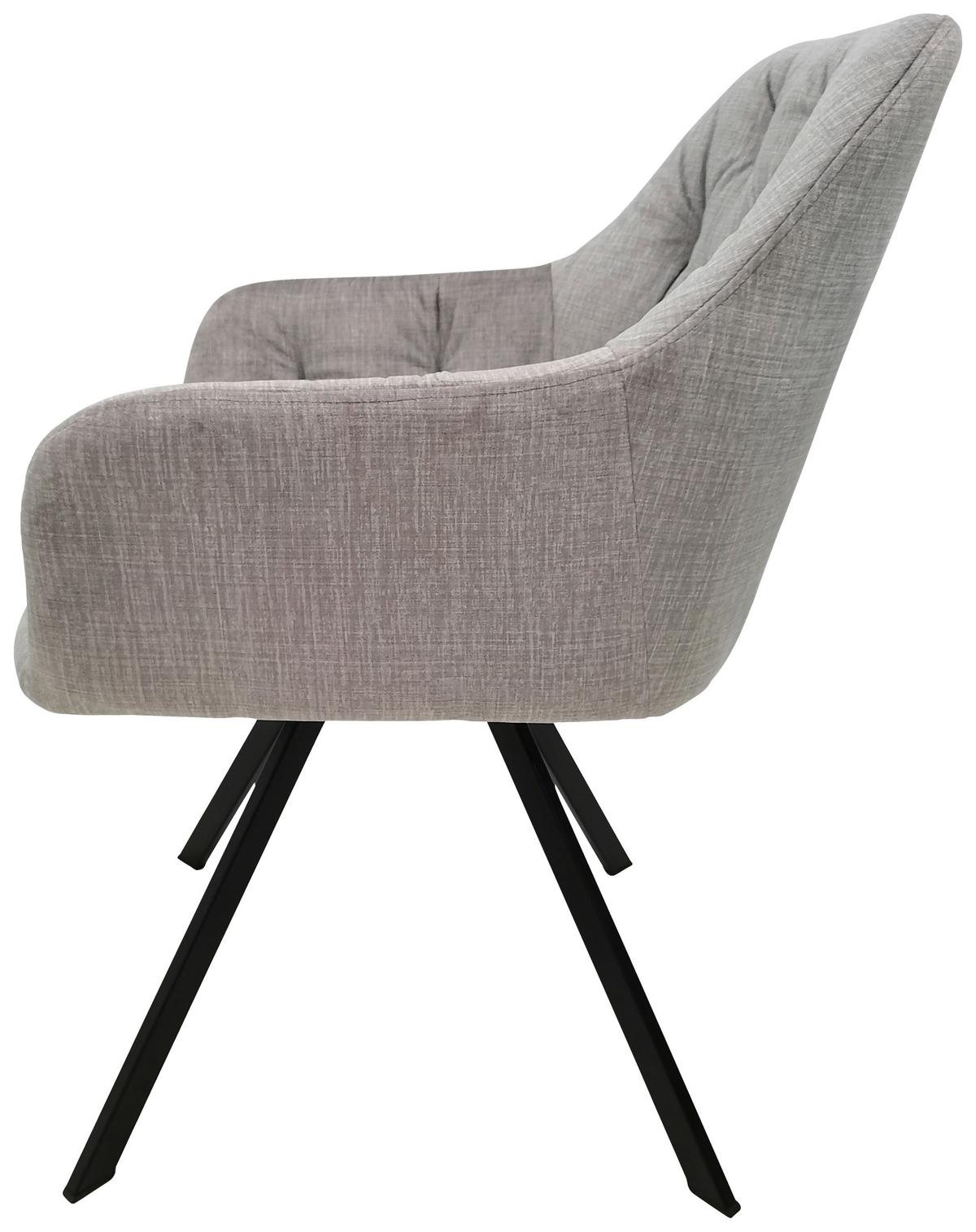 SADA STOLIČIEK S PODRÚČKAMI GEORGIA - čierna/svetlosivá, Modern, kov/textil (57/85/62cm) - MID.YOU