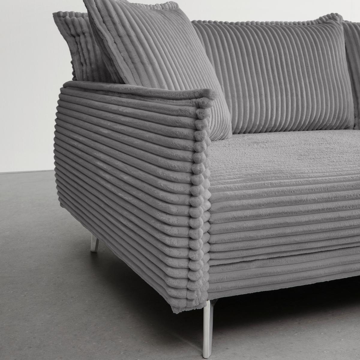 Velká pohovka KISS -TOP- - světle šedá/barvy chromu, Moderní, kov/dřevo (241/90/117cm) - Mömax