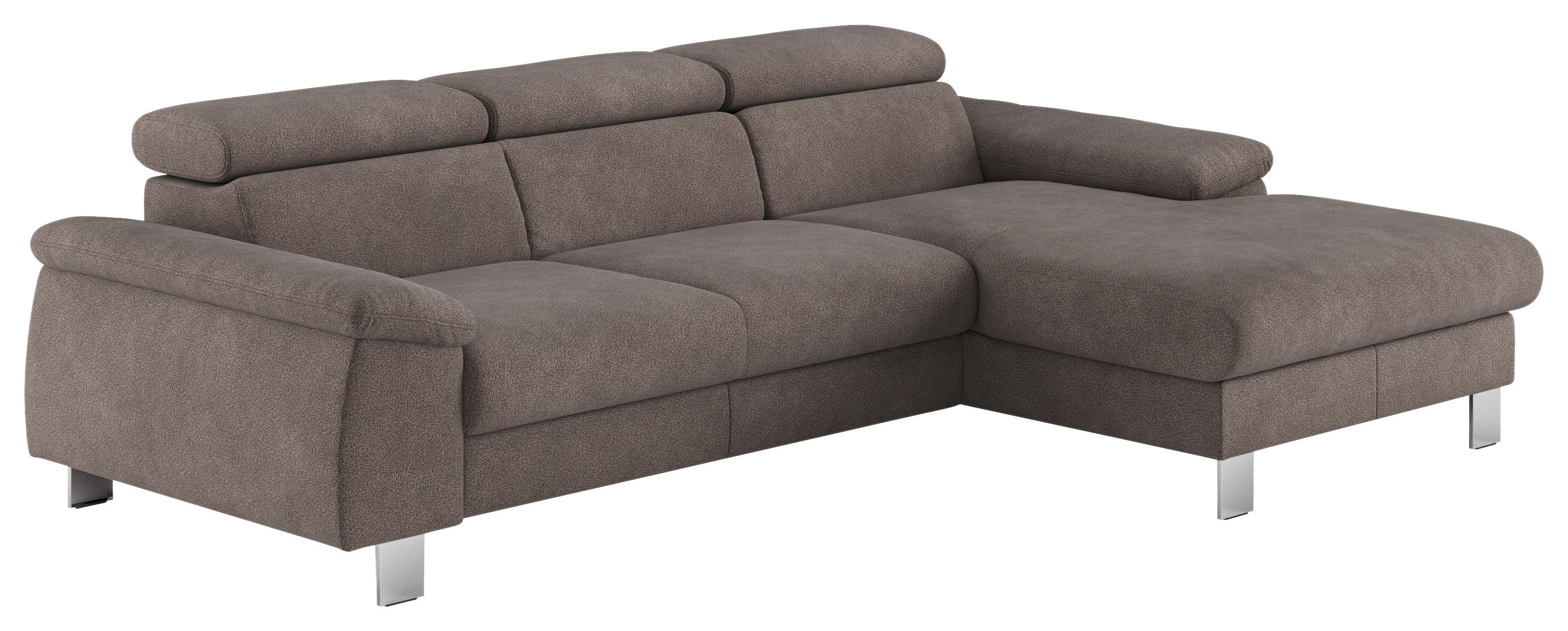 ECKSOFA Micky, Dunkelgrau S:244x166 cm - Chromfarben/Dunkelgrau, Design, Textil (244/166cm) - Livetastic