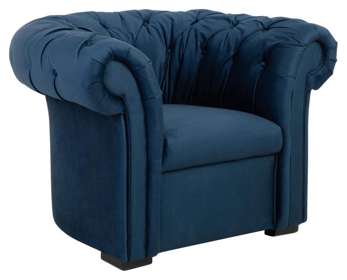 Chesterfield-sessel Cupido - Schwarz/Dunkelblau, Design, Textil (114/78/91cm) - MID.YOU