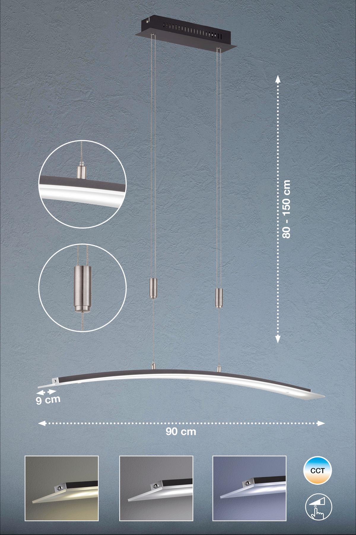 LED-Hängeleuchte Metis Schwarz D:  90 cm - Schwarz, Design, Metall (90/150cm) - Fischer & Honsel