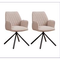 ARMLEHNSTUHL-SET Beige, drehbar, B: 56 cm - Cognac/Beige, MODERN, Textil/Metall (56/97/53cm) - MID.YOU