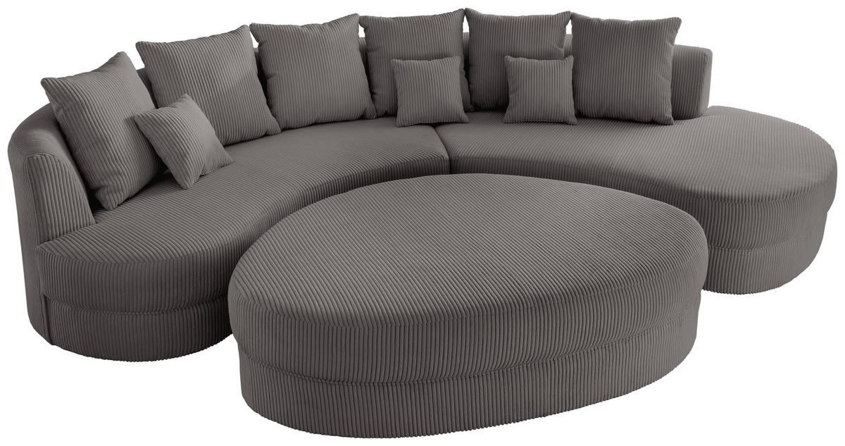 Wohnlandschaft Limoncello Grau S: 300/160 Cm - Schwarz/Grau, Design, Textil (300/160cm) - Livetastic