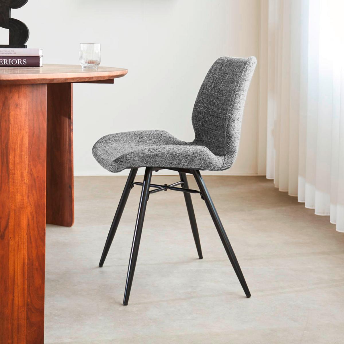 Stuhl-Set Barron Grau B: 47 cm - Schwarz/Grau, MODERN, Textil/Metall (47/82/55cm) - MID.YOU