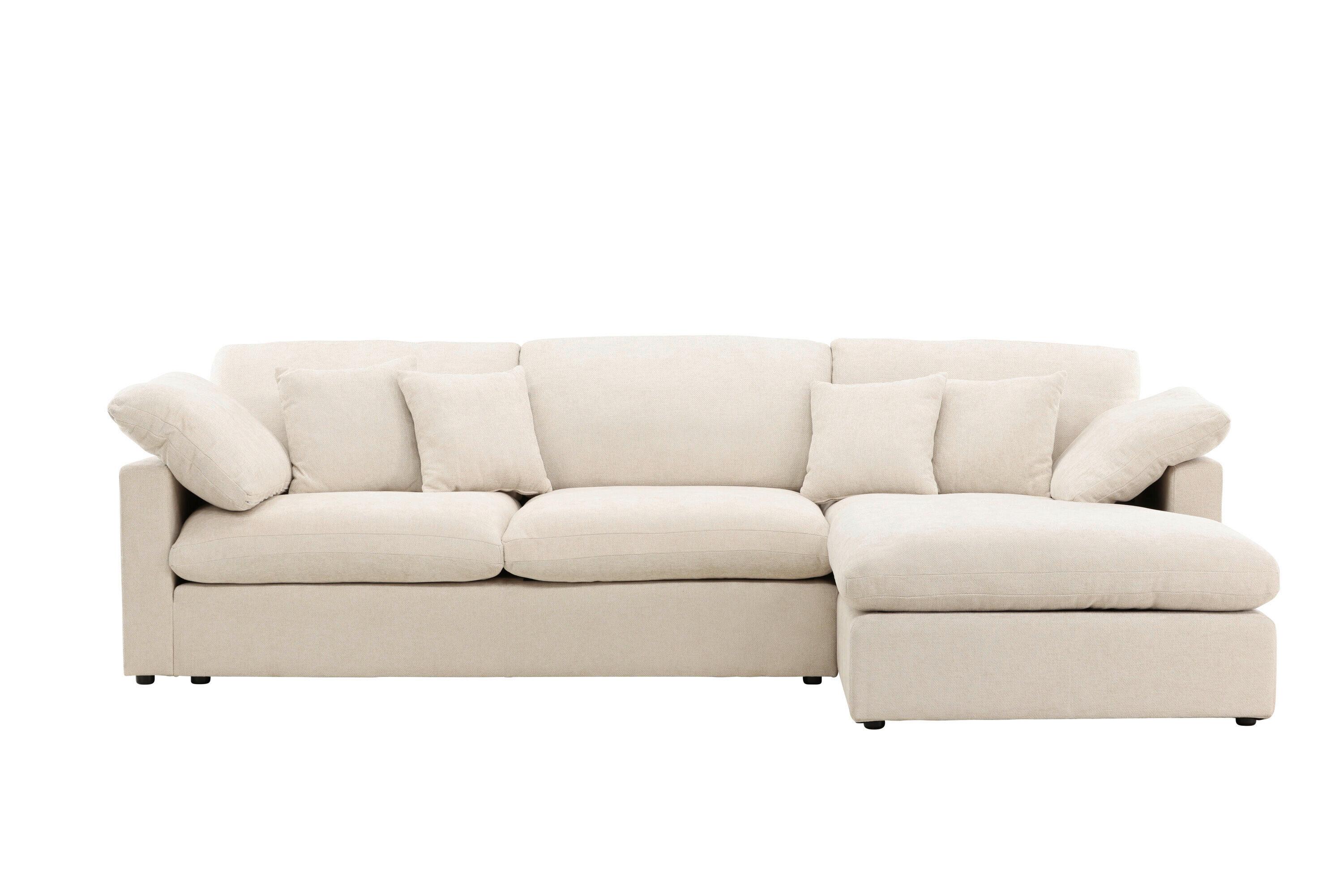 Ecksofa Amalfi Beige B: 297cm - Beige, MODERN, Kunststoff/Textil (297/85/107cm) - Livetastic