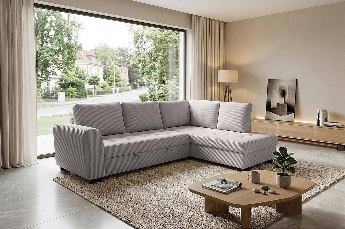 Ecksofa John Graubraun  S: 239x178 cm - Graubraun/Schwarz, Trend, Textil (239/178cm)