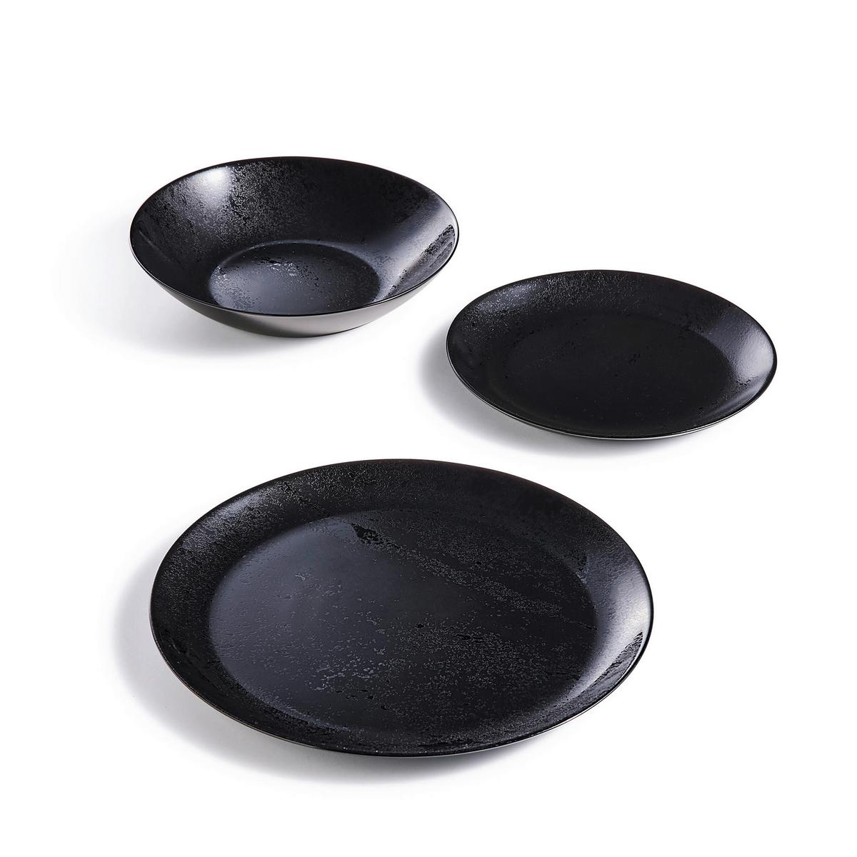 Tafelservice Glas 4 Personen Geschirr Set - Schwarz, Basics, Glas (32/32/14cm) - Creatable