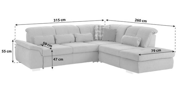 Ecksofa mit Schlaffunktion Paso, Webstoff - Grau, MODERN, Textil (315/260cm) - Luca Bessoni