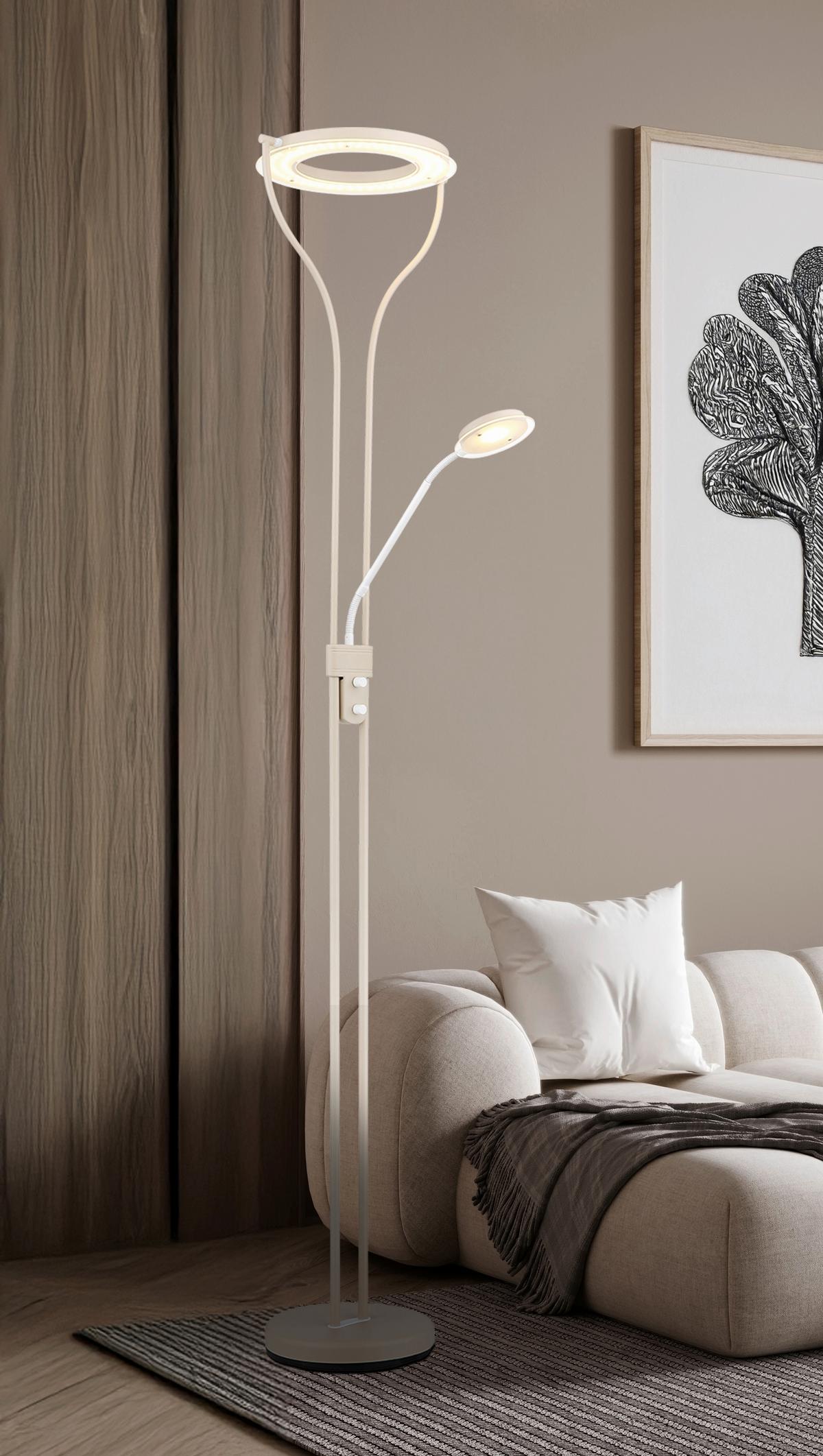 Led-stehleuchte Drehdimmer - Sandfarben/Klar, Design, Glas/Kunststoff (35/31/194cm) - Globo