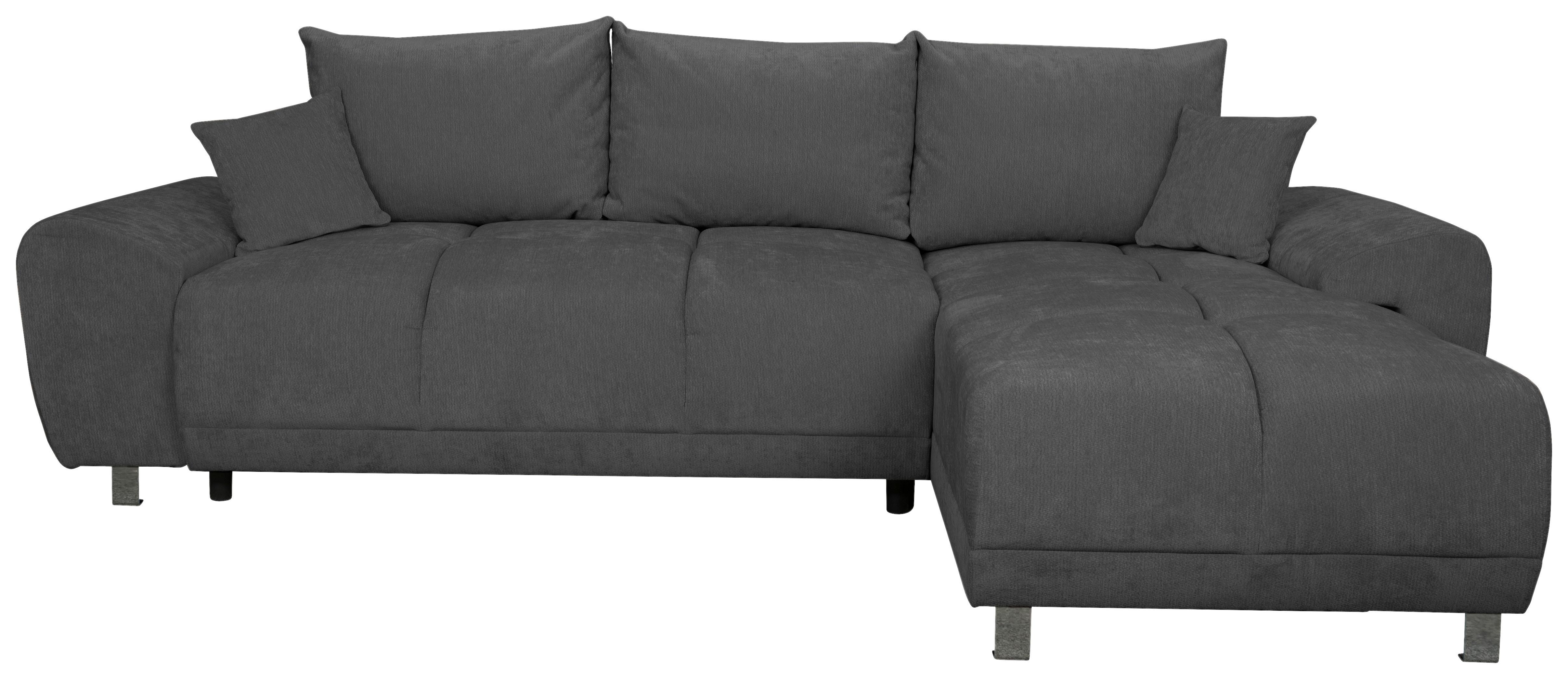ECKSCHLAFSOFA Ramon, Graphitfarben S: 296x182 cm - Chromfarben/Beige, Trend, Textil (296/182cm)