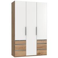 Drehtürenschrank Mit Laden, 150 Cm, Weiß/eiche Dekor - Eichefarben/Weiß, MODERN, Holzwerkstoff (150/236/58cm) - MID.YOU